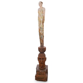 Debra Fritts (American, b. 1953) Terracotta Wood Figural Sculpture