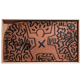 Keith Haring (USA, 1958-1990) Ink On wood Panel