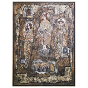 Rose Ann Samuelson (b. 1937, USA) "Saints and Monkeys" Acrylic on Linen