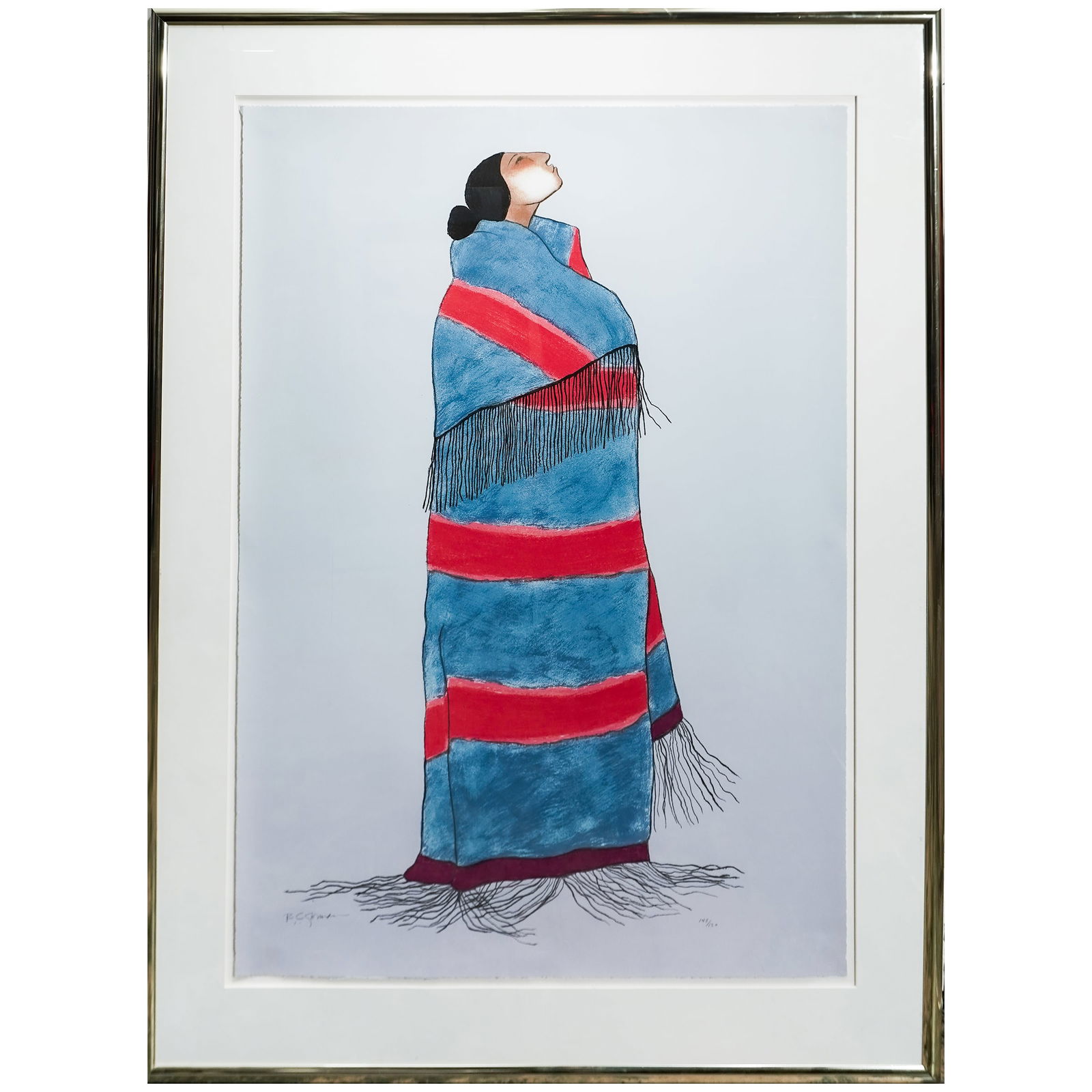 RC Gorman (1931-2005, American) "Woman with Blue Blanket" Silkscreen (1 of 5)