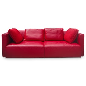 Agostino Moroso (est. 1952, Italian) Modern Rosso Leather Couch