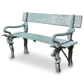 Antique French Bronze Garden Bench