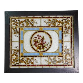 Antique Leaded Stained Glass Window Panel