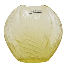 Lalique Yellow Crystal "Filicaria" Vase
