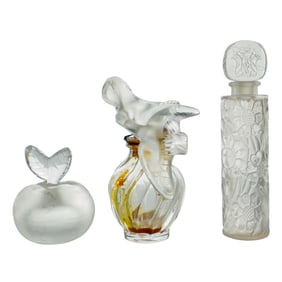 (3 Pc) Lalique Crystal Perfume Bottles