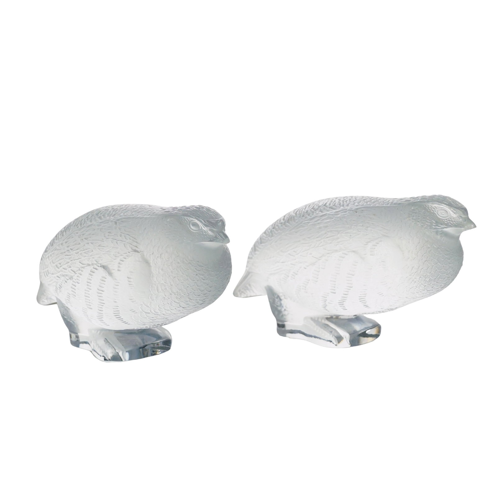 (2 Pc) Pair Of Lalique Crystal Partridge Quail Animal Figurine Paperweights (1 of 6)