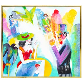 Earl Linderman (1931-2023, American) "Hot Times at the Green Canary" Oil on Canvas