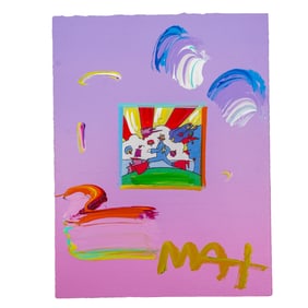 Peter Max (b. 1937, American) "Cosmic Runner" Psychedelic Mixed Media