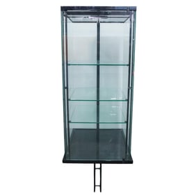 Post Modern Black Steel & Glass Display Cabinet