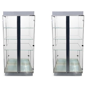 Pair of Vintage Mid-Century Lucite Display Cabinets with Lighting