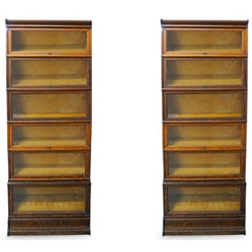 Pair of Antique Oak Lawyer Barrister Bookcase