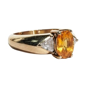 Designer 18k Gold Yellow Sapphire and Diamond Ring