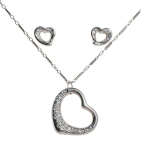 Tiffany & Co. Peretti Platinum and Diamond Heart Jewelry Set