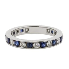 Tiffany & Co. Platinum Diamond and Sapphire Ring