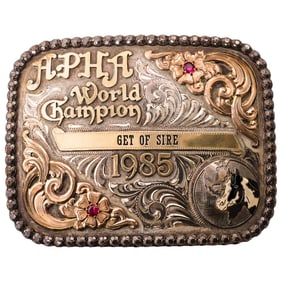(3 Pc) Sterling & Gold Overlay Western APHA Horse Show Buckles