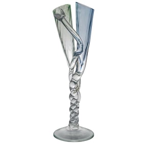 Signed Murano Glass Double Bud Vase