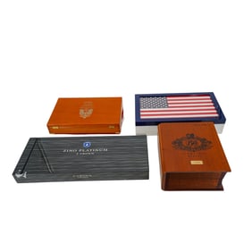 (4 Pc) Vintage Wooden Cigar Boxes Grouping