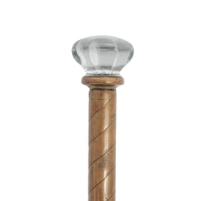 Antique Cut Glass, Wood and Brass Cane