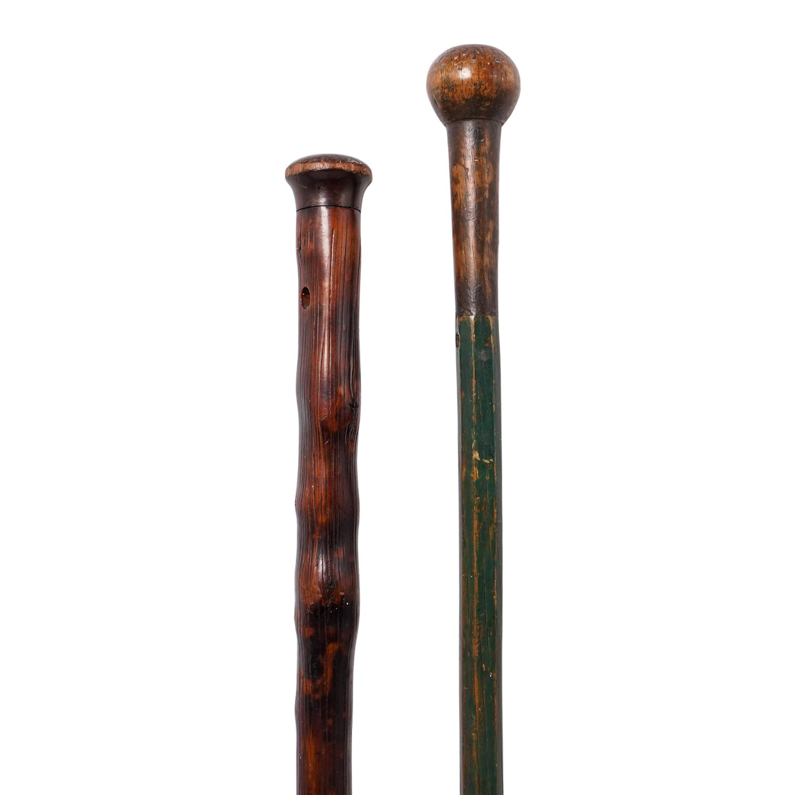 (2 Pc) Antique Hand Carved Wooden Walking Sticks (1 of 7)