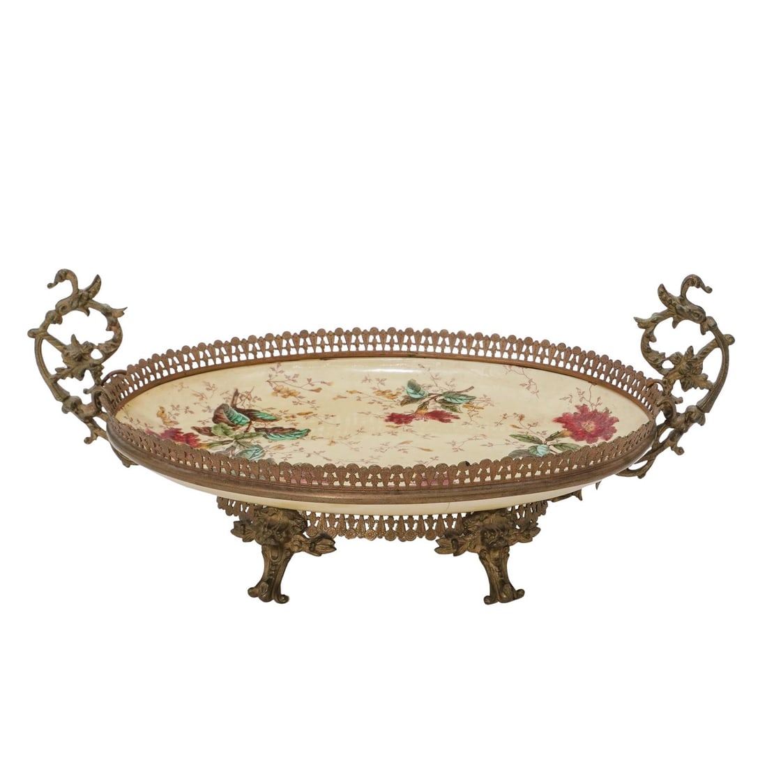 Antique French Floral Porcelain & Bronze Centerpiece (1 of 7)