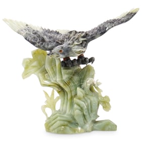 Chinese Carved Jade Eagle Sculpture