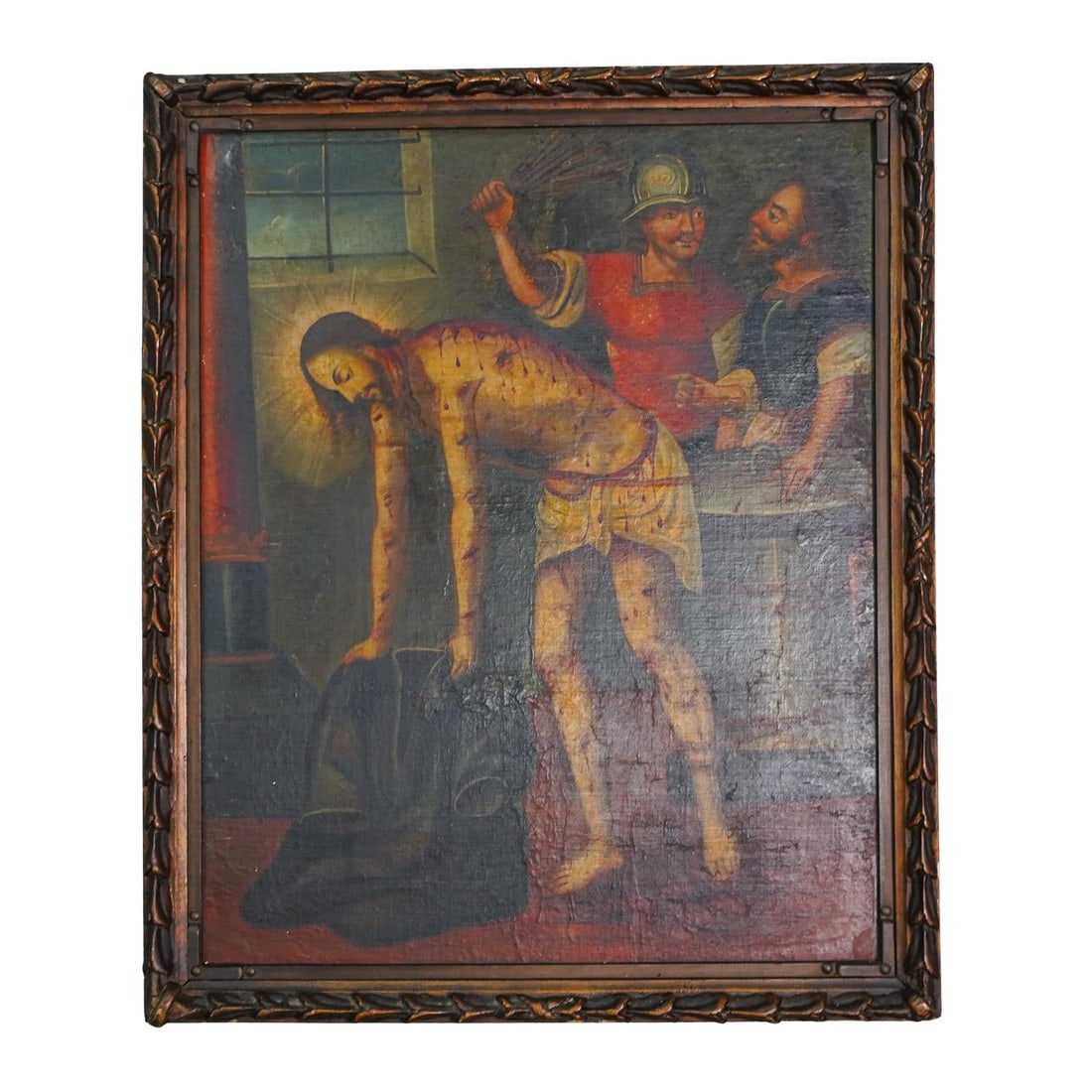 19th Cent. Cuzco School Flagellation of Christ Oil on Canvas (1 of 6)