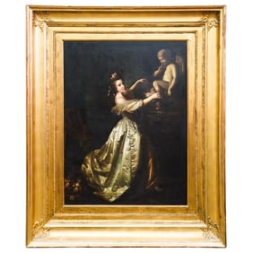 Circle of Michel Garnier (1753-1829, French) Woman and Cherub Oil on Canvas