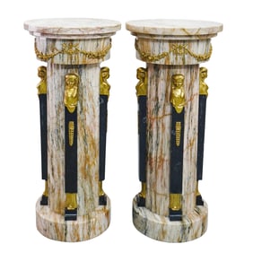 Pair Egyptian Revival Style Marble Pedestals