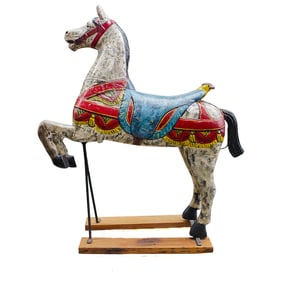 Large Carved Wood Carousel Style Horse