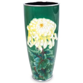 Ando Cloisonne Co. Japanese Floral Enameled Vase