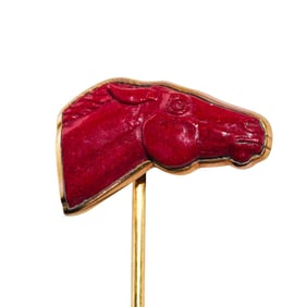 Russian 14k Gold and Purpurine Horse Head Tie Pin