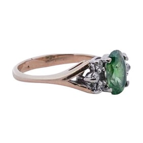 GIA 1.12 Ct Russian Demantoid Garnet & Diamond 14k Gold Ring