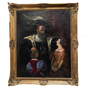 British School Antique King & Royal Family Oil on Canvas