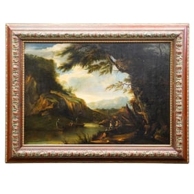 Alessandro Magnasco (1667-1749, Italian) Holy Family Landscape Oil on Panel