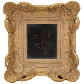 Manner of Adriaen van Ostade (17th Cent., Dutch) Interior Scene Oil on Panel