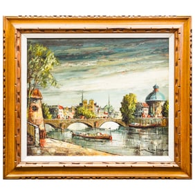 Leon Corbeau (20th cent.) Oil on Canvas Townscape