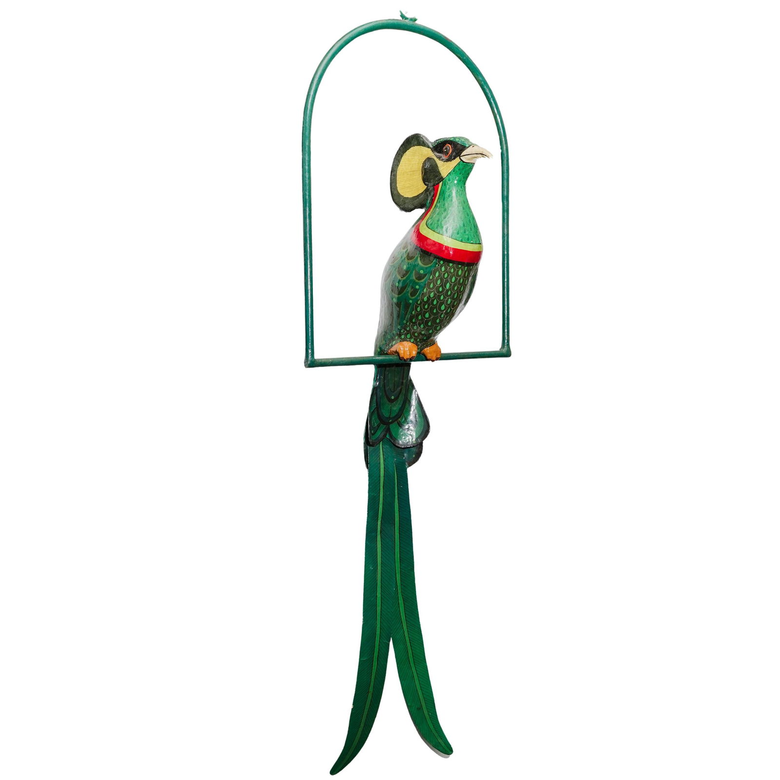 Signed Bustamante Paper Mache Tropical Bird on Hanging Stand (1 of 5)