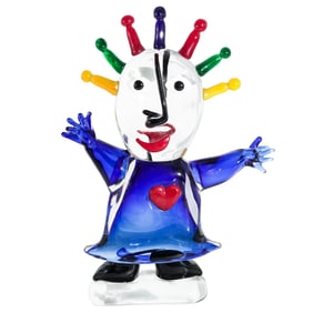 Juan Ripolles (b. 1932, Spain) "La Reyna" Modern Murano Glass Figure