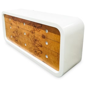 Manner of Milo Baughman Custom Lacquered Burlwood Dresser