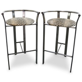Pair of Steel Leopard Barstools