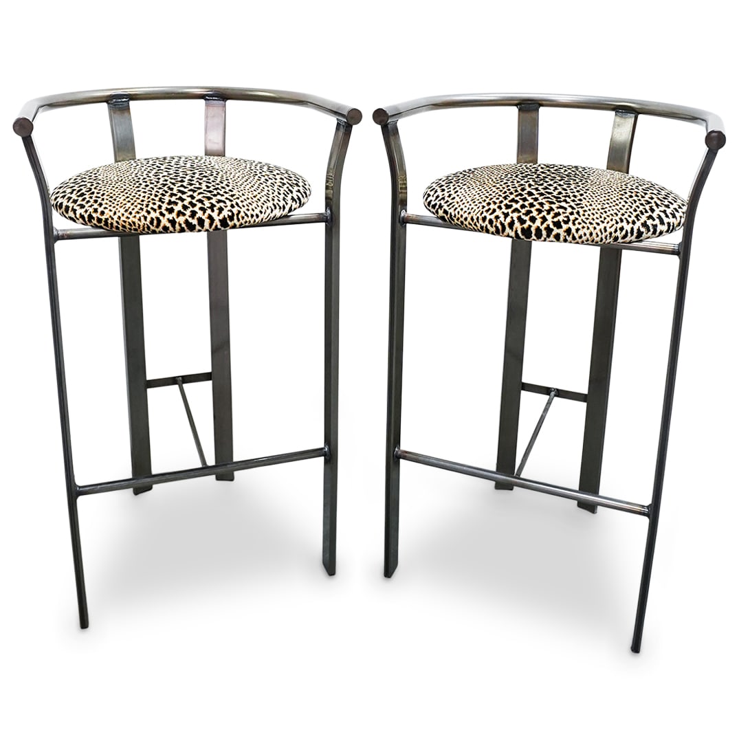 Pair of Steel Leopard Barstools (1 of 8)