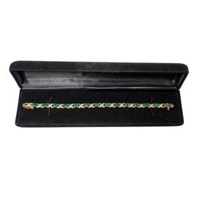 Two-Tone 14K Gold, Diamond, and Emerald Bracelet