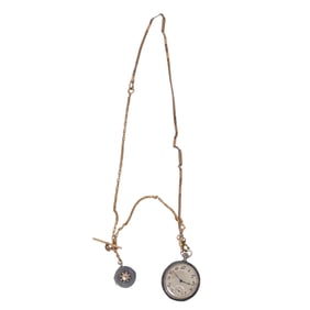 Victorian Silver Spider Web Motif Watch and 14k Gold Hamilton & Hamilton Chain