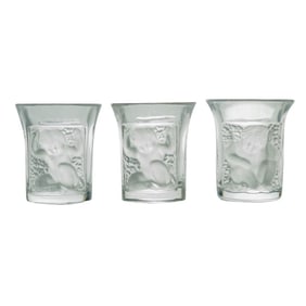 (3 Pc) Lalique Crystal 'Enfants' Shot Glasses Set