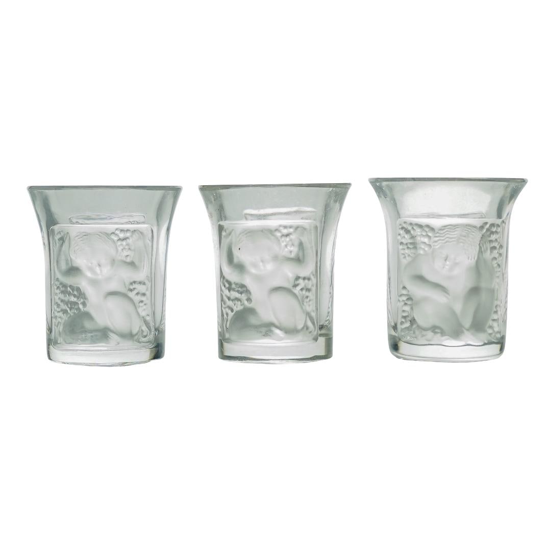 (3 Pc) Lalique Crystal 'Enfants' Shot Glasses Set (1 of 3)