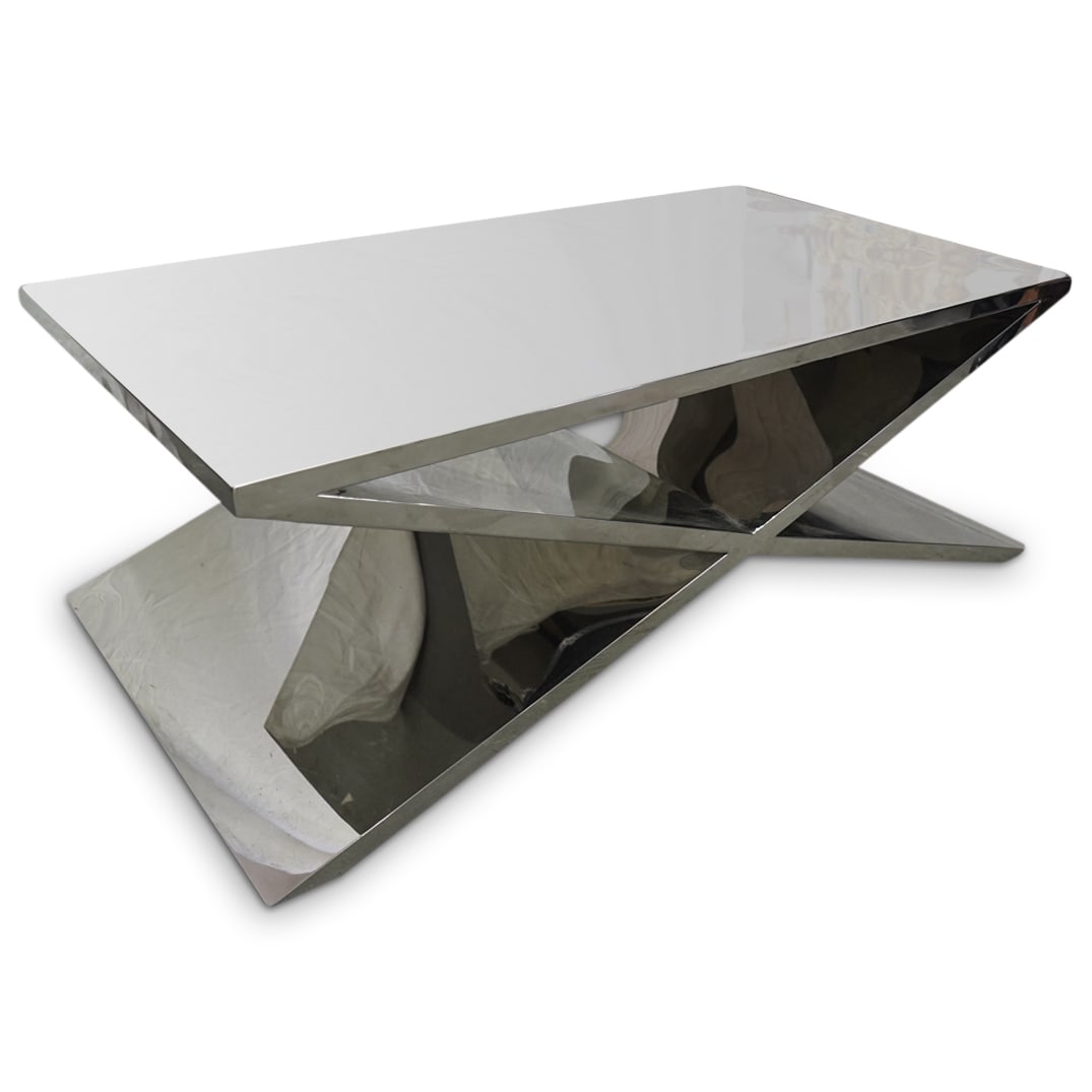 Modern Designer Chrome X Form Coffee Table (1 of 6)