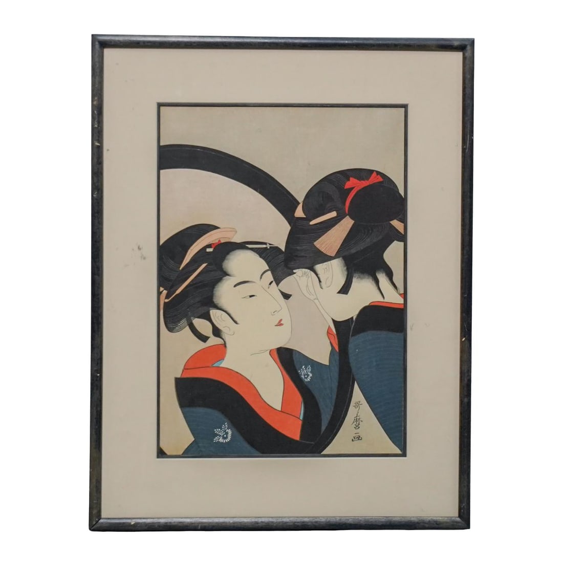 After Kitagawa Utamaro (Edo Period, Japan) Oiran Woodblock Print: After Kitagawa Utamaro (Edo Period, Japan) Oiran Woodblock Print19th-20th century, JapanA Japanese woodblock print after Kitagawa Utamaro (Edo Period, died 1806, Japanese). It depicts a courtesan or "