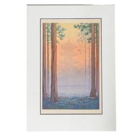 Ito Yuhan (1882-1951, Japanese) "Pagoda at Nikko" Japanese Woodblock