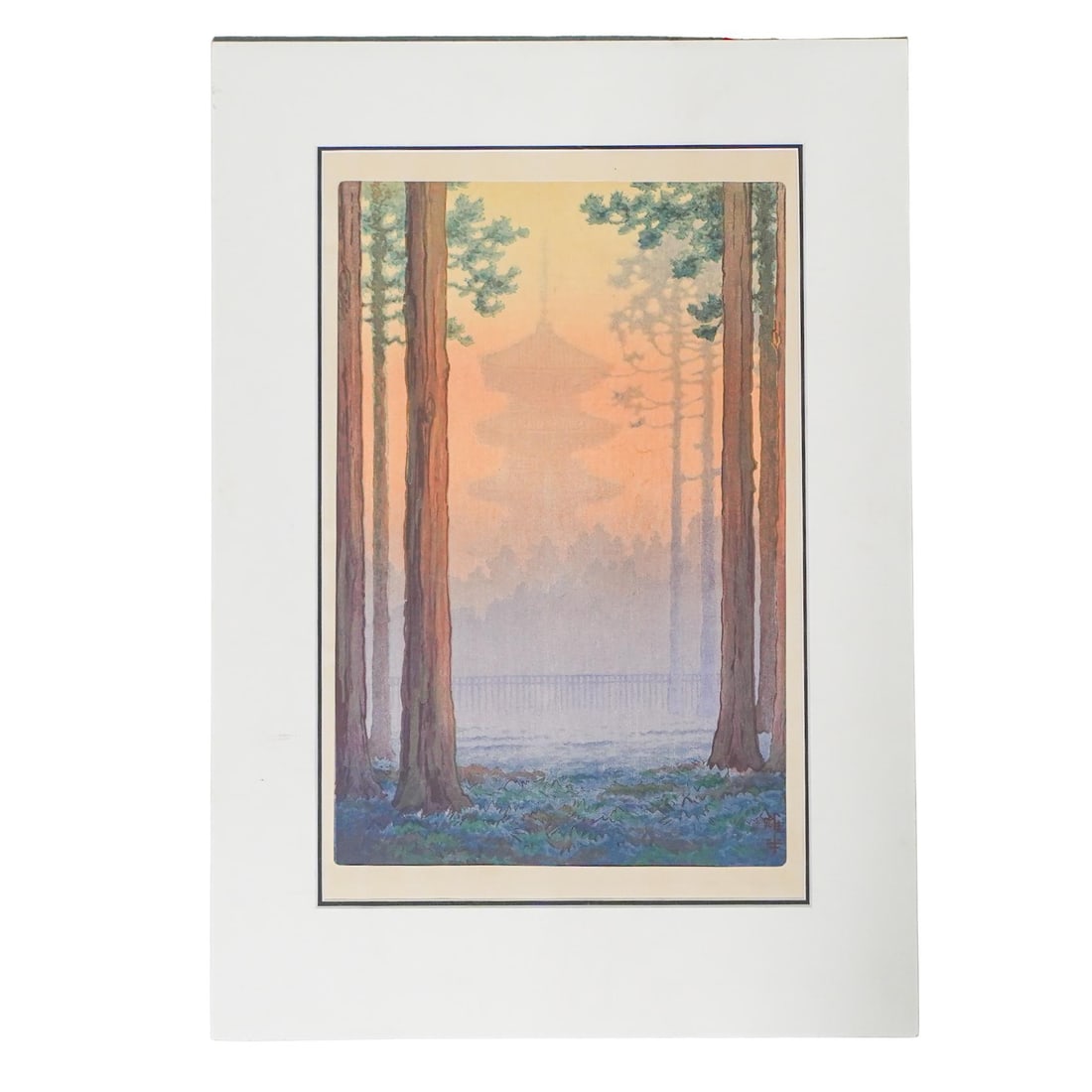 Ito Yuhan (1882-1951, Japanese) "Pagoda at Nikko" Japanese Woodblock: Ito Yuhan (1882-1951, Japanese) "Pagoda at Nikko" Japanese Woodblock1930s, JapanA Japanese woodblock print titled "Pagoda at Nikko" by Japanese artist Ito Yuhan (b. 1882 d. 1951). Marked on back with