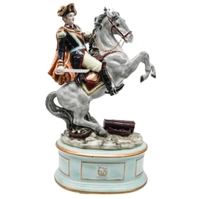 Large Porcelain Horse and Napoleon Statue